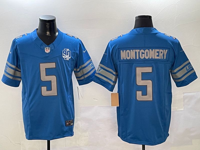 Men Detroit Lions #5 Montgomery Blue three generations 2024 Nike Limited NFL Jersey style 01022